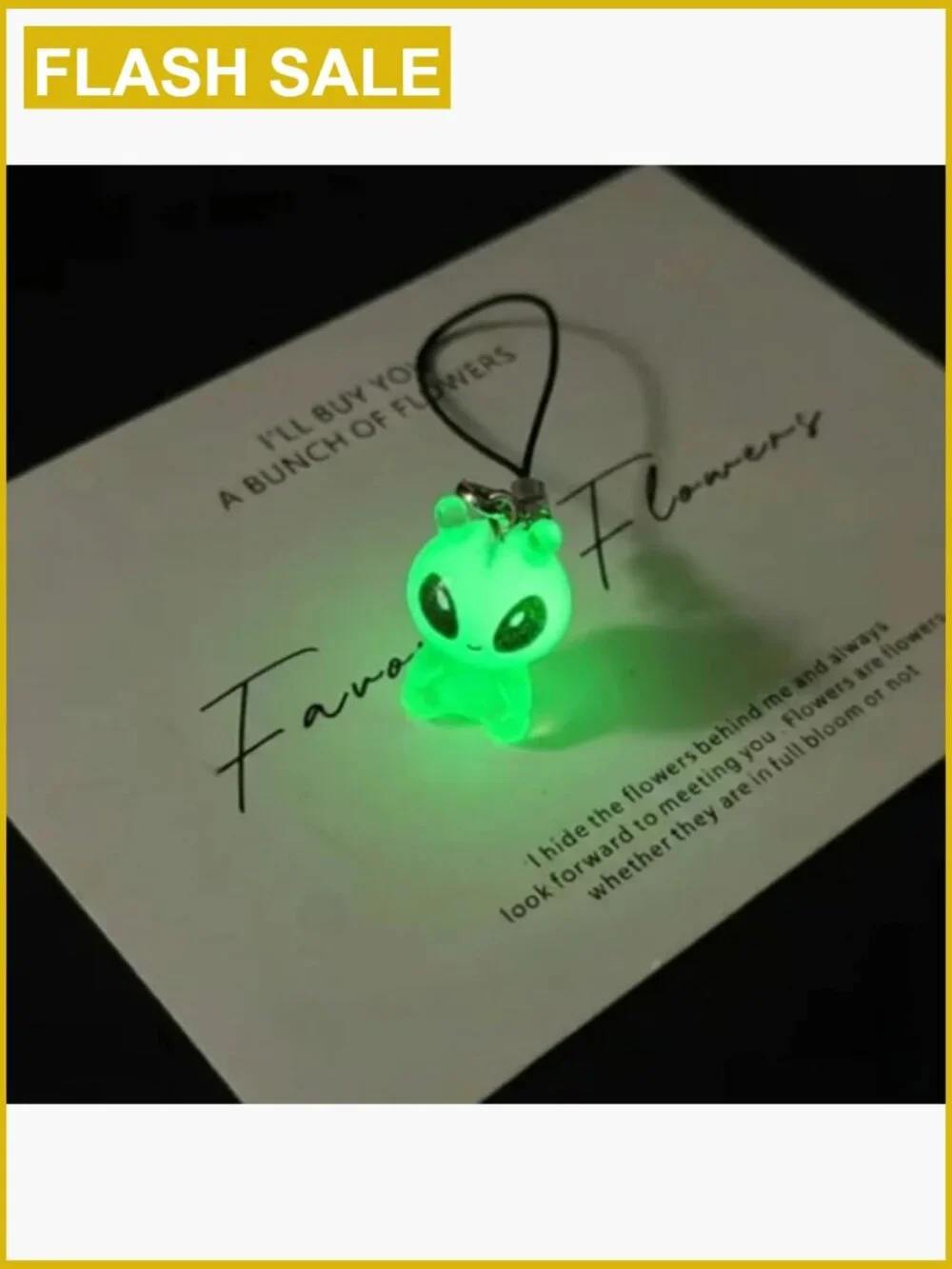 Glow In The Dark Alien Phone Charm Set 6pc Halloween Party Keychain Accessories